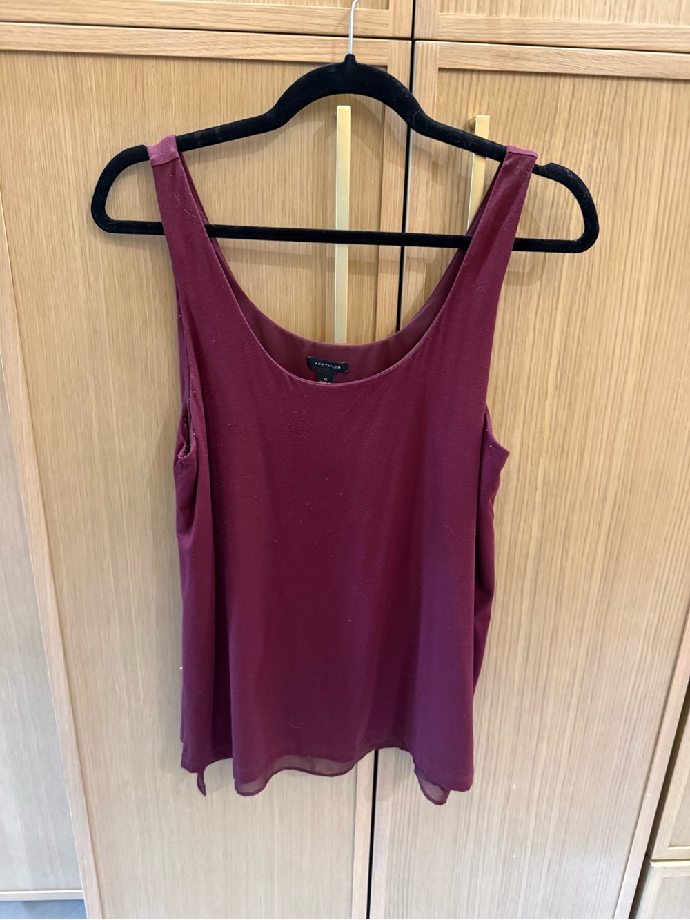 Ann Taylor Burgundy Sleeveless Chiffon top